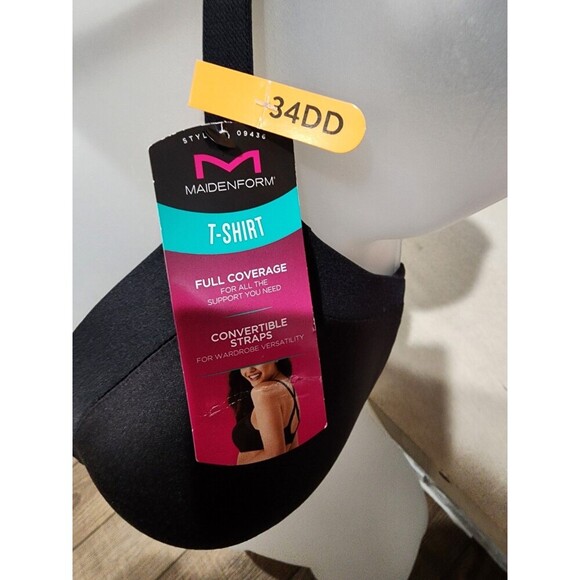 Maidenform 09436 Everyday Underwire Lined Full Coverage Bra Size 34DD Black - Picture 2 of 6